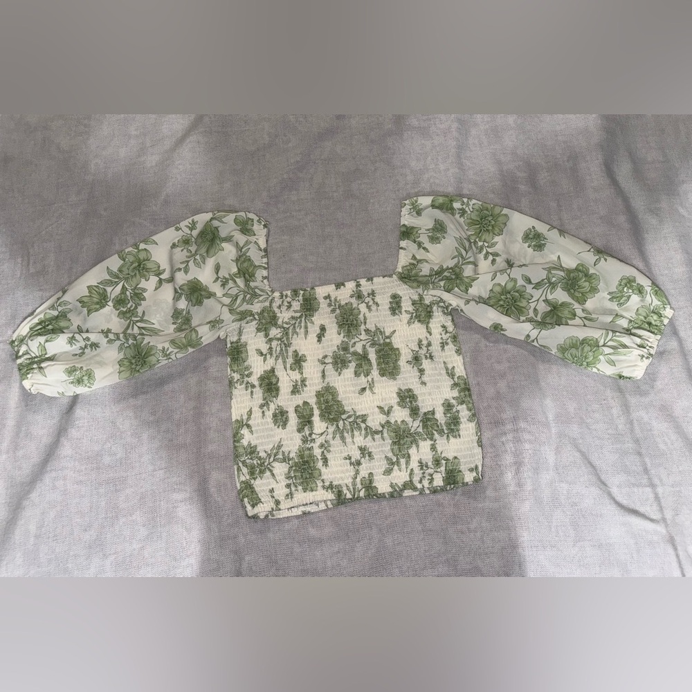 Floral Green Crop Top